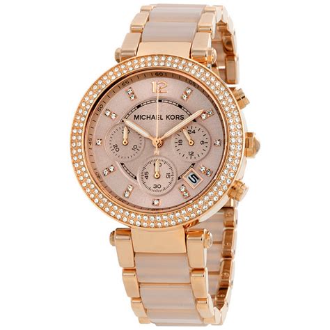 michael kors parker rose gold tone blush watch